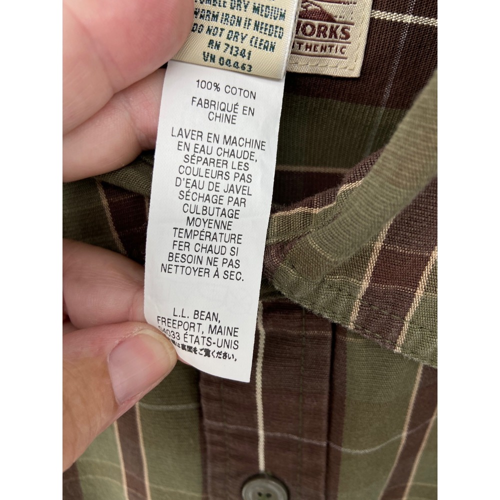 LL Bean Katahdin Iron Works Shirt Men Medium Green Plaid Work Camp Vintage - Picture 7 of 7